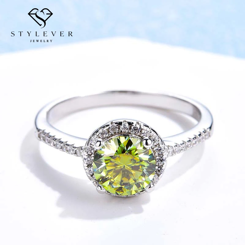 Stylever Olive Green Moissanite Diamond Gemstone Round Halo Wedding Rings for Women Real 925 Sterling Silver Luxury Jewelry
Stylever Olive Green Moissanite Diamond Gemstone Round Halo Wedding Rings for Women Real 925 Sterling Silver Luxury Jewelry