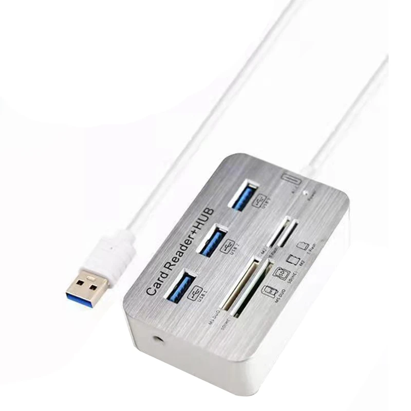 

7 In 1 Docking Station 3 Port USB 3.0 Hub 4 Port Card Reader For Micro-SD M2 MS U Disk For Laptop PC Mouse Keyboard