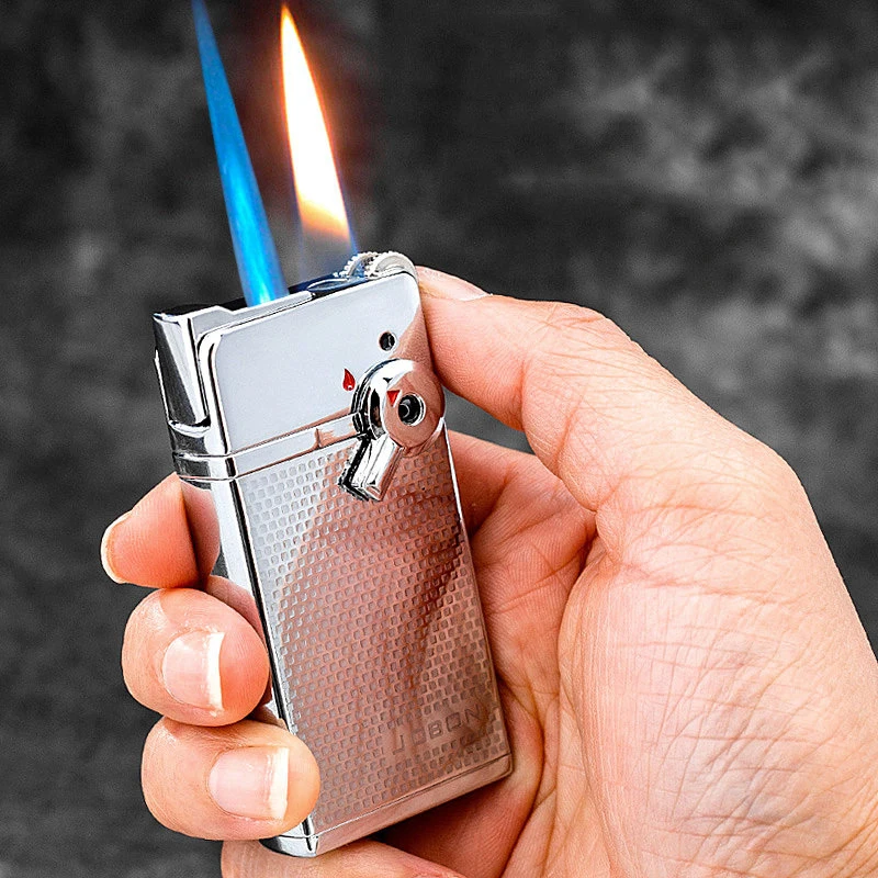 

Hot Metal Outdoor Windproof Direct Flame Open Flame Gas Lighters Sand Wheel Ignition Cycle Inflatable Men's Creative Gadgets