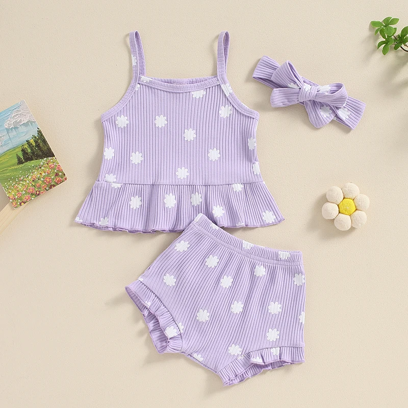 Toddler Baby Girls Summer 3pcs Outfits Ribbed Flower Print Sleeveless Cami Tops Tank Tops Shorts Headband Beach Clothes Sets
Toddler Baby Girls Summer 3pcs Outfits Ribbed Flower Print Sleeveless Cami Tops Tank Tops Shorts Headband Beach Clothes Sets