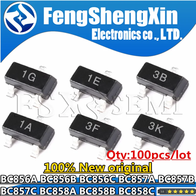 100pcs BC856A 3A BC856B 3B BC856C 3C BC857A 3E BC857B 3F BC857C 3G BC858A 3J BC858B 3K BC858C 3L Transistor
100pcs BC856A 3A BC856B 3B BC856C 3C BC857A 3E BC857B 3F BC857C 3G BC858A 3J BC858B 3K BC858C 3L Transistor