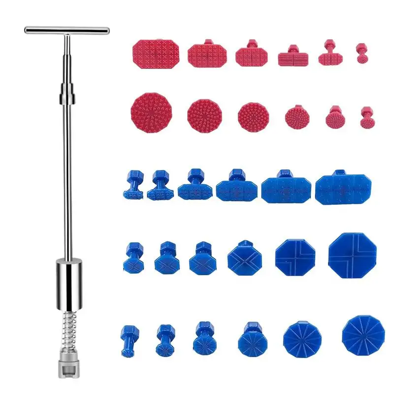 

Car Paintless Dent Repair Tools Puller Removal Kit Slide Hammer Reverse Hammer Tool Body Suction Cup Adhesive Blue Glue Tabs
