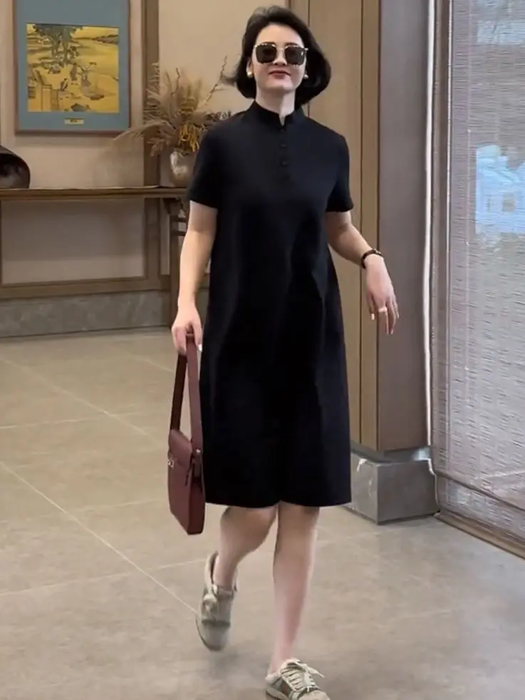 2024 Summer Women New Fashion Solid Color Long Dress Female Loose POLO Neck Dresses Ladies Short Sleeve A-line Vestidos M159
2024 Summer Women New Fashion Solid Color Long Dress Female Loose POLO Neck Dresses Ladies Short Sleeve A-line Vestidos M159