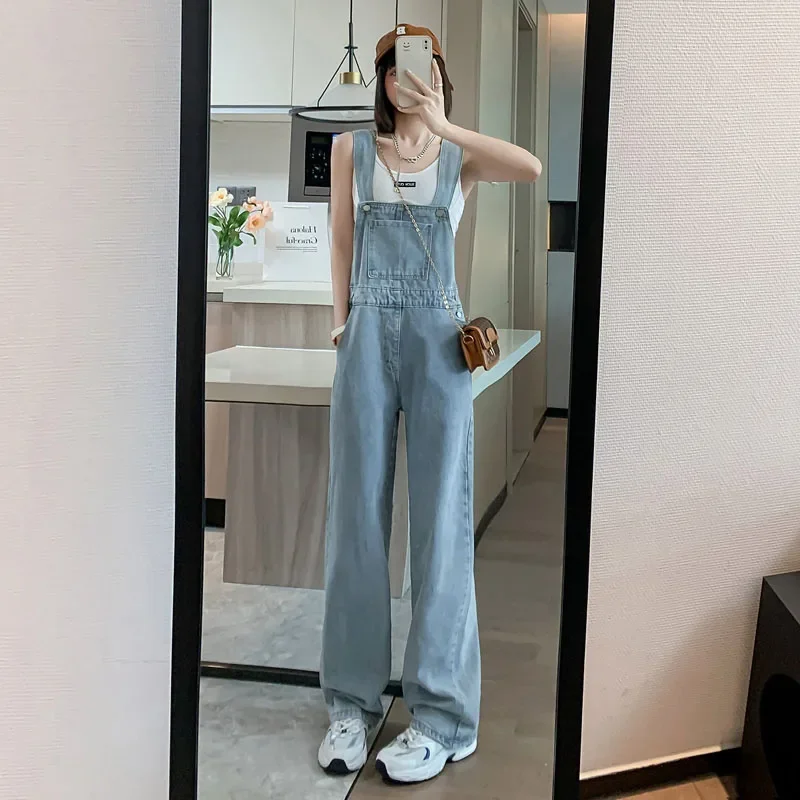 Sandro Rivers Niche Design Sense High-Waisted Work Jumpsuit for Women Summer Thin Section Denim Backpack Pants Wide Leg Trouser
Sandro Rivers Niche Design Sense High-Waisted Work Jumpsuit for Women Summer Thin Section Denim Backpack Pants Wide Leg Trouser