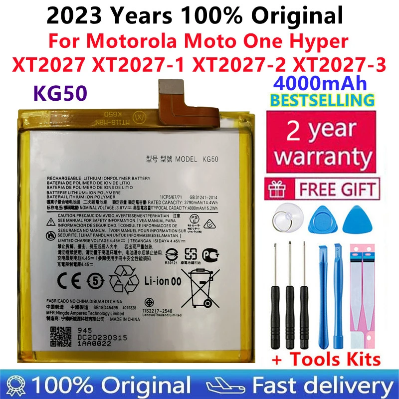 100% Original High Quality KG50 Battery For Motorola Moto One Hyper XT2027 XT2027-1 XT2027-2 XT2027-3 Batteries + Tools kit
100% Original High Quality KG50 Battery For Motorola Moto One Hyper XT2027 XT2027-1 XT2027-2 XT2027-3 Batteries + Tools kit