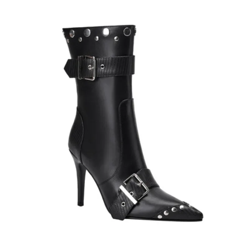 Brand Rivet Pointed Thin Heel Boots 10cm Detachable Button Boots 2024 New Short or Long Style Two Wearing Fashion Shoes 35-46
Brand Rivet Pointed Thin Heel Boots 10cm Detachable Button Boots 2024 New Short or Long Style Two Wearing Fashion Shoes 35-46
