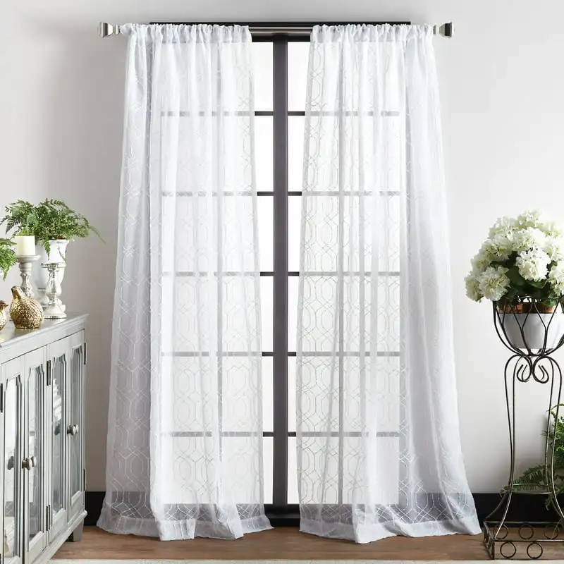 

Polyester Sheer Poletop Curtain Panel Pair , White , 50 Cortinas para decoracion de fiestas Koi Luxury window curtains Blind Tul