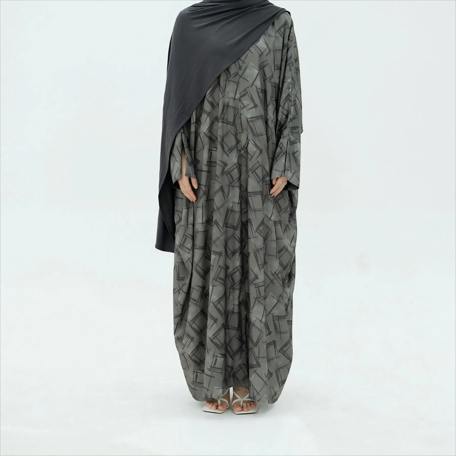 Nooré Luxury Marble Open Front Abaya Dubai Turkish Saudi Ramadan Eid Long Sleeve Modest Fashion Dress with Side Slit Cuffs Nooré Luxury Marble Open Front Abaya Dubai Turkish Saudi Ramadan Eid Long Sleeve Modest Fashion Dress with Side Slit Cuffs