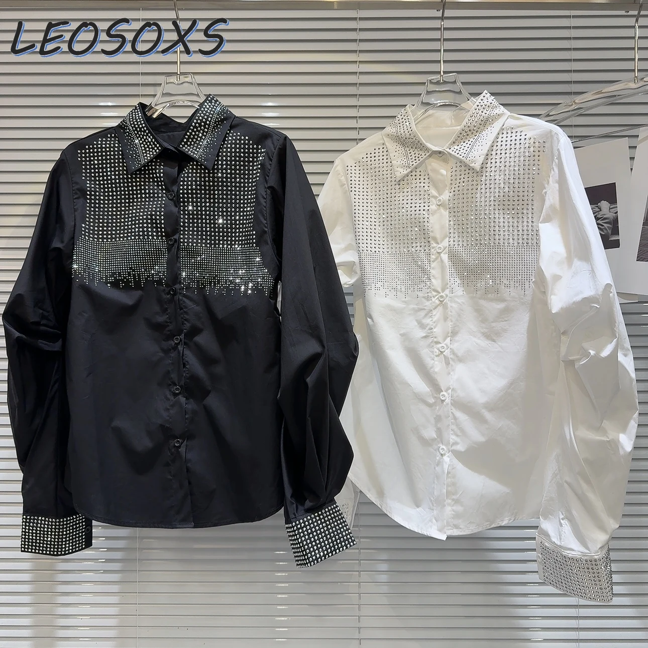 Spring 2024 New Gradient Rhinestone Hot Drilling Girls Long-Sleeved Shirt Female Temperament Polo Collar White Blouse Top Female
Spring 2024 New Gradient Rhinestone Hot Drilling Girls Long-Sleeved Shirt Female Temperament Polo Collar White Blouse Top Female