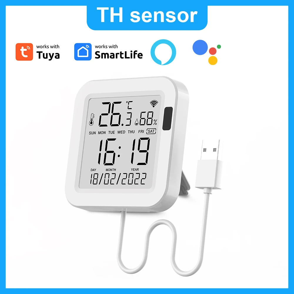 Смарт-датчик температуры и влажности Tuya с подсветкой для умного дома var WiFi SmartLife работает с ассистентом Alexa
Смарт-датчик температуры и влажности Tuya с подсветкой для умного дома var WiFi SmartLife работает с ассистентом Alexa