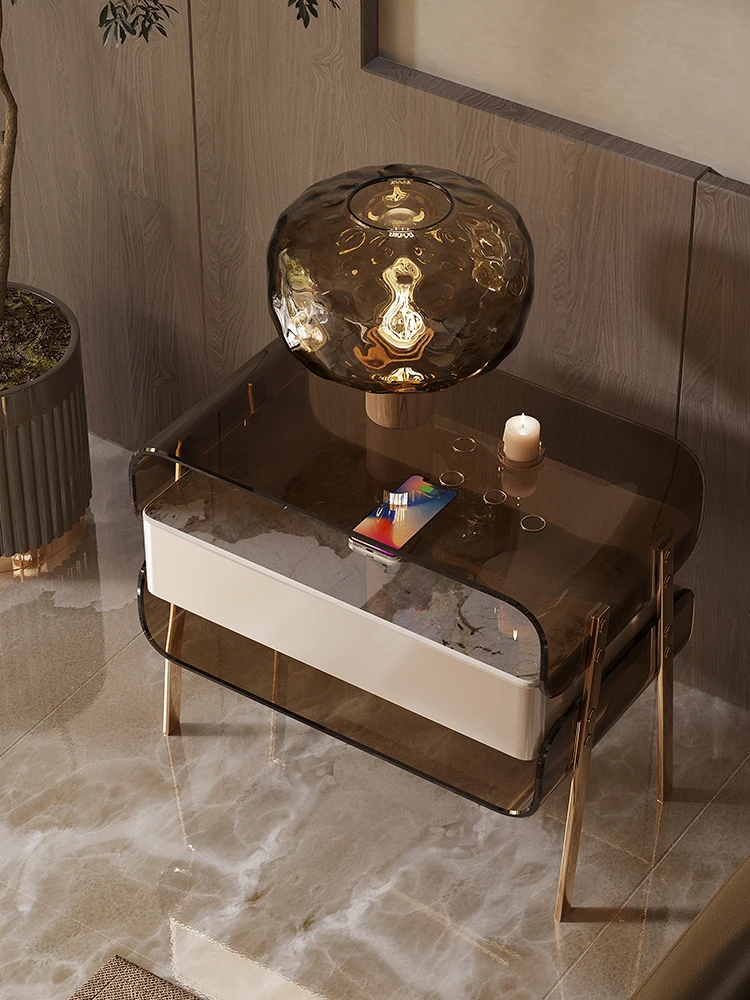 

Роскошный прикроватный столик светильник, высококачественный итальянский минималистичный акриловый современный простой прикроватный шкаф для хранения