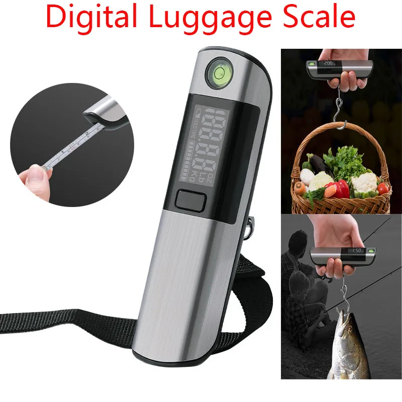 

110lb/50kg Digital Luggage Scale Portable Electronic Suitcase Scale Travel Weighs Baggage Bag Hanging Scales With Tape Measure