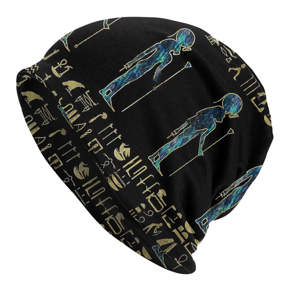 

Ornament Gold And Abalone Egyptian Mythology Ancient Egypt Gods Atum Horus Osiris Unisex Bonnet Thin Double Layer Thin Hats For