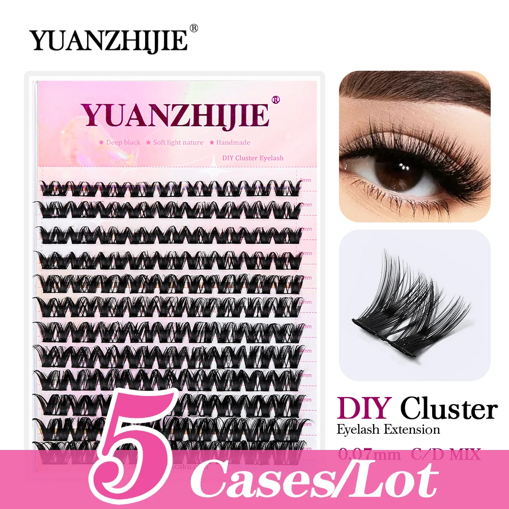 

5cases/lot YUANZHIJIE Superfine lashes Ribbons Wispy Glue-based Hemisect Full lash Strips Ultra Dense Self-application Eyelashes