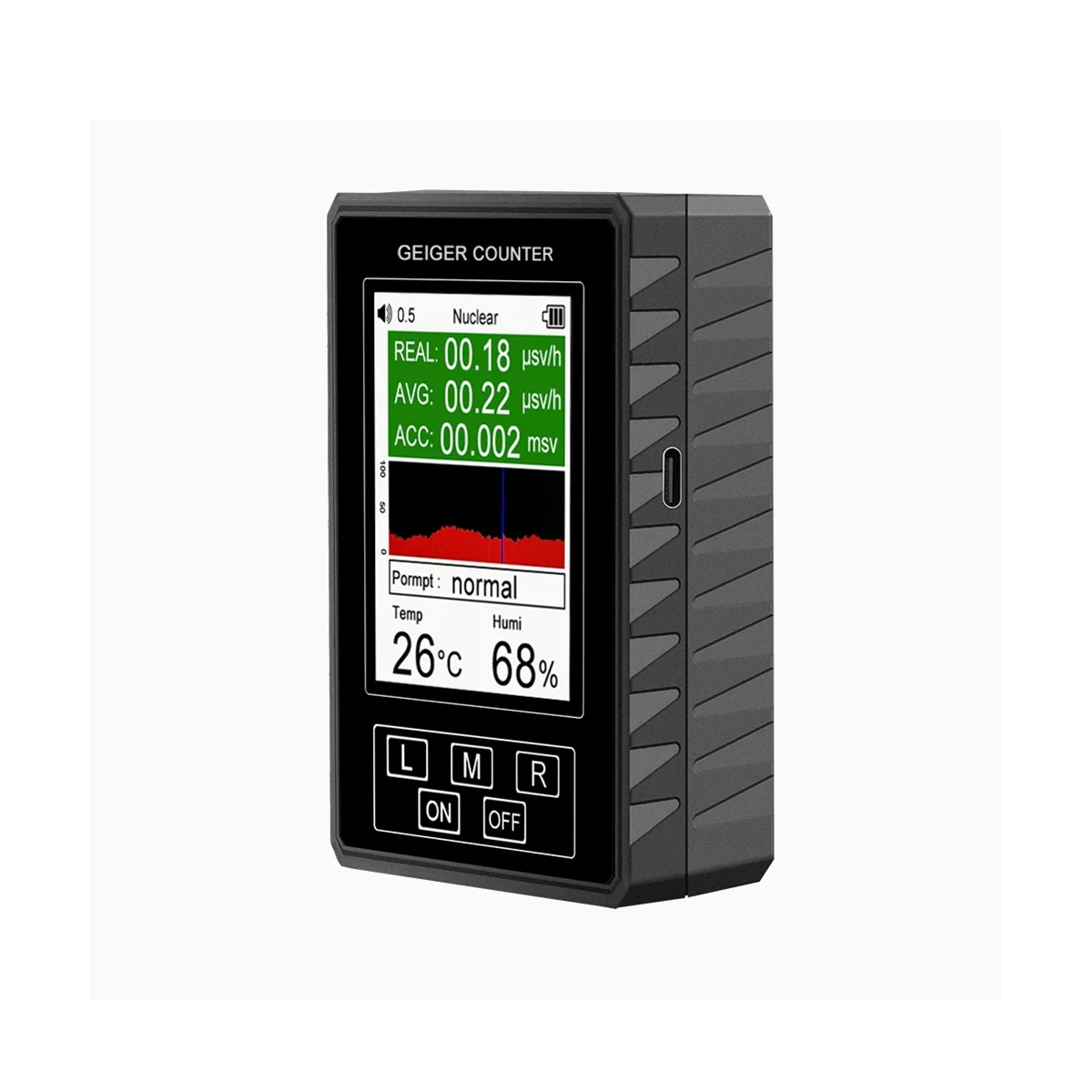 Geiger Counter Nuclear Radiation Meter Ionizing Radiation Temperature and Humidity XR1-Pro Black
Geiger Counter Nuclear Radiation Meter Ionizing Radiation Temperature and Humidity XR1-Pro Black