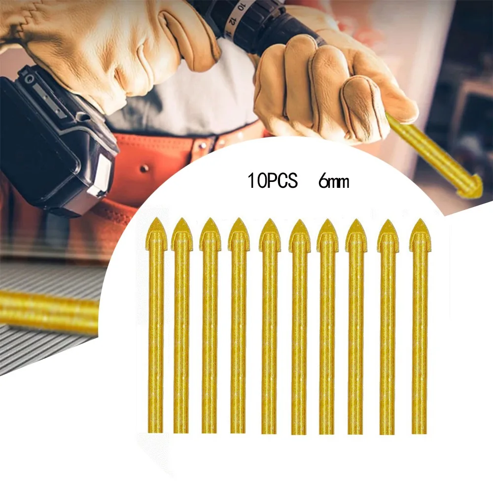 

10pcs 6mm Triangle Drill Bits Hole Opener Tungsten Carbide Tip For Ceramic Tile Concrete Glass Drilling Woodworking Power Tool