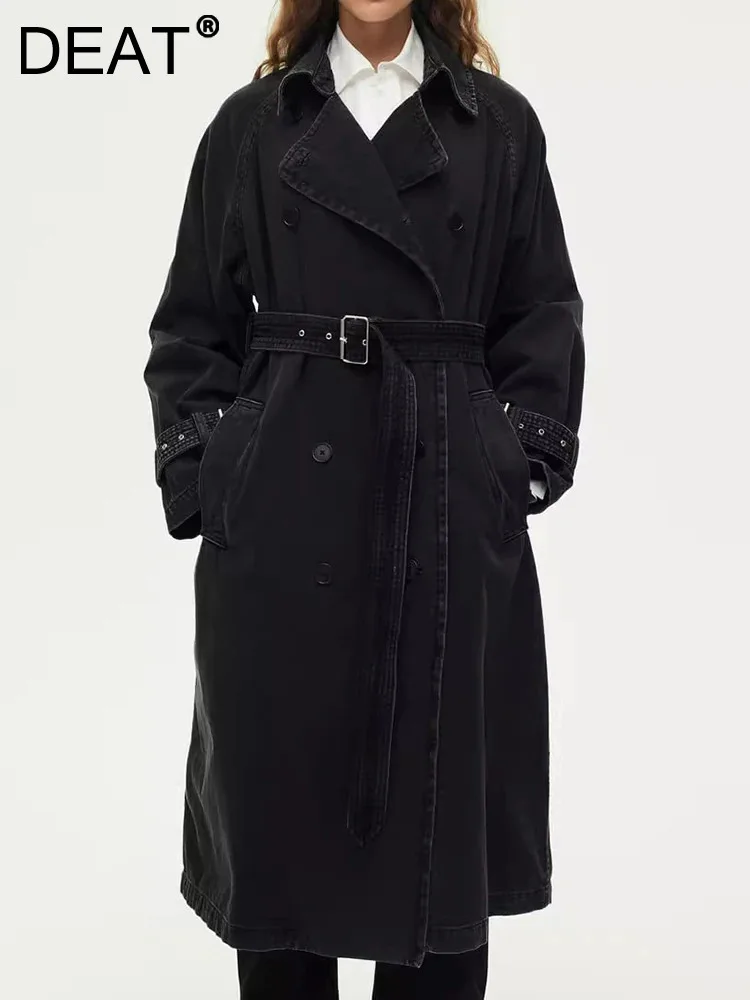 DEAT Fashion Women's Denim Trench Coat Belt Lapel Double Breasted Pockets Metal Buckle Split Windbreaker Winter 2024 New 7AB2096
DEAT Fashion Women's Denim Trench Coat Belt Lapel Double Breasted Pockets Metal Buckle Split Windbreaker Winter 2024 New 7AB2096