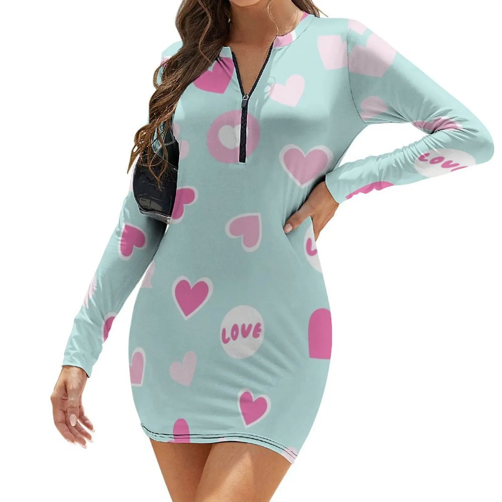 love Valentines hearts in green background ,brafdesign Long-Sleeve Bodycon Dress Long dresses Female dress
love Valentines hearts in green background ,brafdesign Long-Sleeve Bodycon Dress Long dresses Female dress
