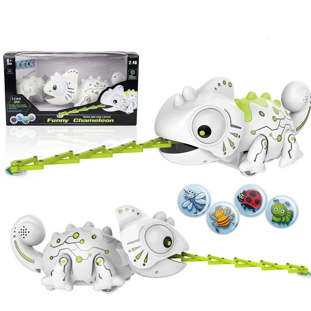 

Dinosaur Control RC Animal Toys Remote Chameleon 2.4GHz Pet White Chameleon Color Changeable Smart Dinossauro Toy For Kids Gift