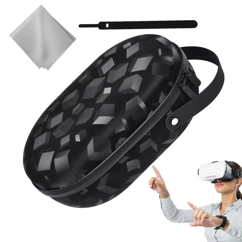 

Футляр для хранения очков Vision Pro VR, жесткий футляр для путешествий, с кабельной стяжкой и салфеткой для протирания, контроллеры, аксессуары виртуальной реальности