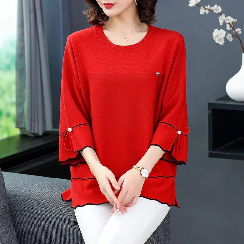 Simplicity Elegant Temperament Casual Korean Fashion Loose Women Clothing Autumn Solid Patchwork Bow 3/4 Sleeve O-neck T-Shirts
Simplicity Elegant Temperament Casual Korean Fashion Loose Women Clothing Autumn Solid Patchwork Bow 3/4 Sleeve O-neck T-Shirts