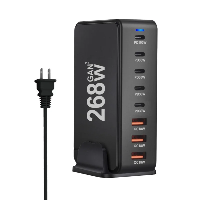 268W Desktop GaN Charger 8-port USB Type C PD Charger Fast Charge 3.0 USB Type C Fast Charger Mobile USB Charger
268W Desktop GaN Charger 8-port USB Type C PD Charger Fast Charge 3.0 USB Type C Fast Charger Mobile USB Charger