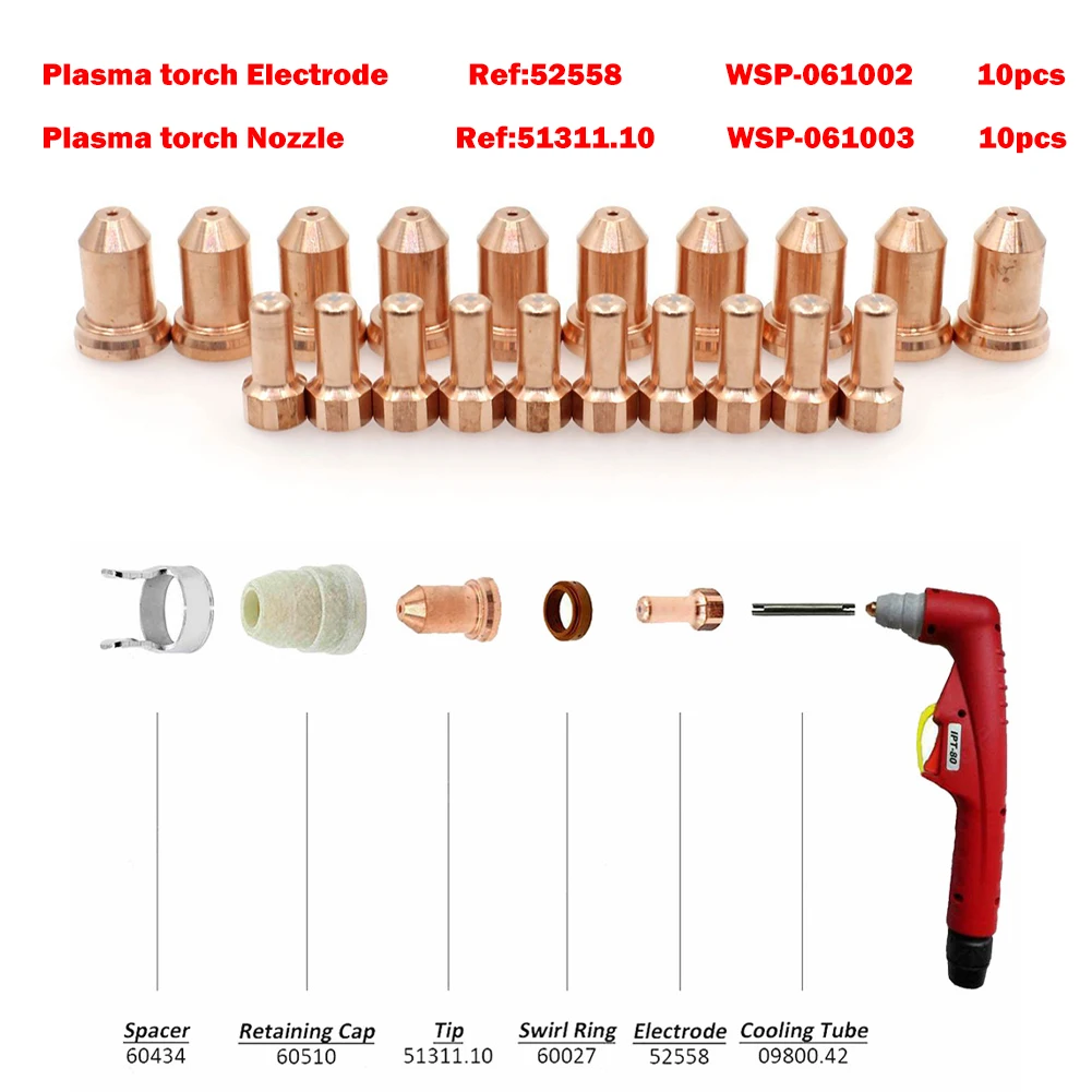 20pcs 52558 Plasma Cutting Torch Electrode 1.0mm Tips 51311.10 For PT80 IPT-80 Welding Soldering Equipment Consumables Parts
20pcs 52558 Plasma Cutting Torch Electrode 1.0mm Tips 51311.10 For PT80 IPT-80 Welding Soldering Equipment Consumables Parts