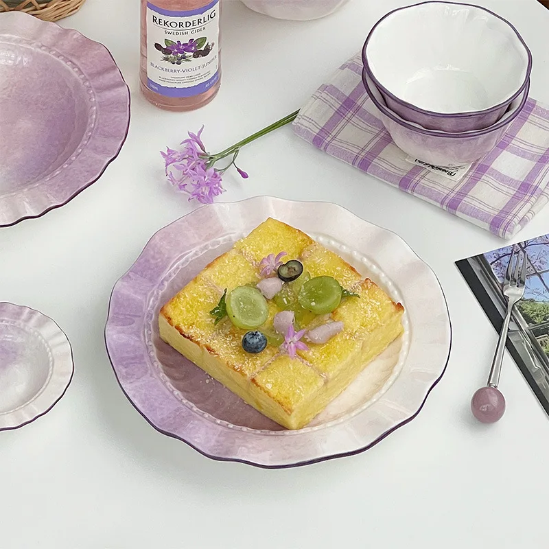 INS French Gradual Purple Tableware Soup Salad Plate Household Dish Cutlery Set Ceramic Plate Dessert Pasta Plate Cute Plate
INS French Gradual Purple Tableware Soup Salad Plate Household Dish Cutlery Set Ceramic Plate Dessert Pasta Plate Cute Plate
