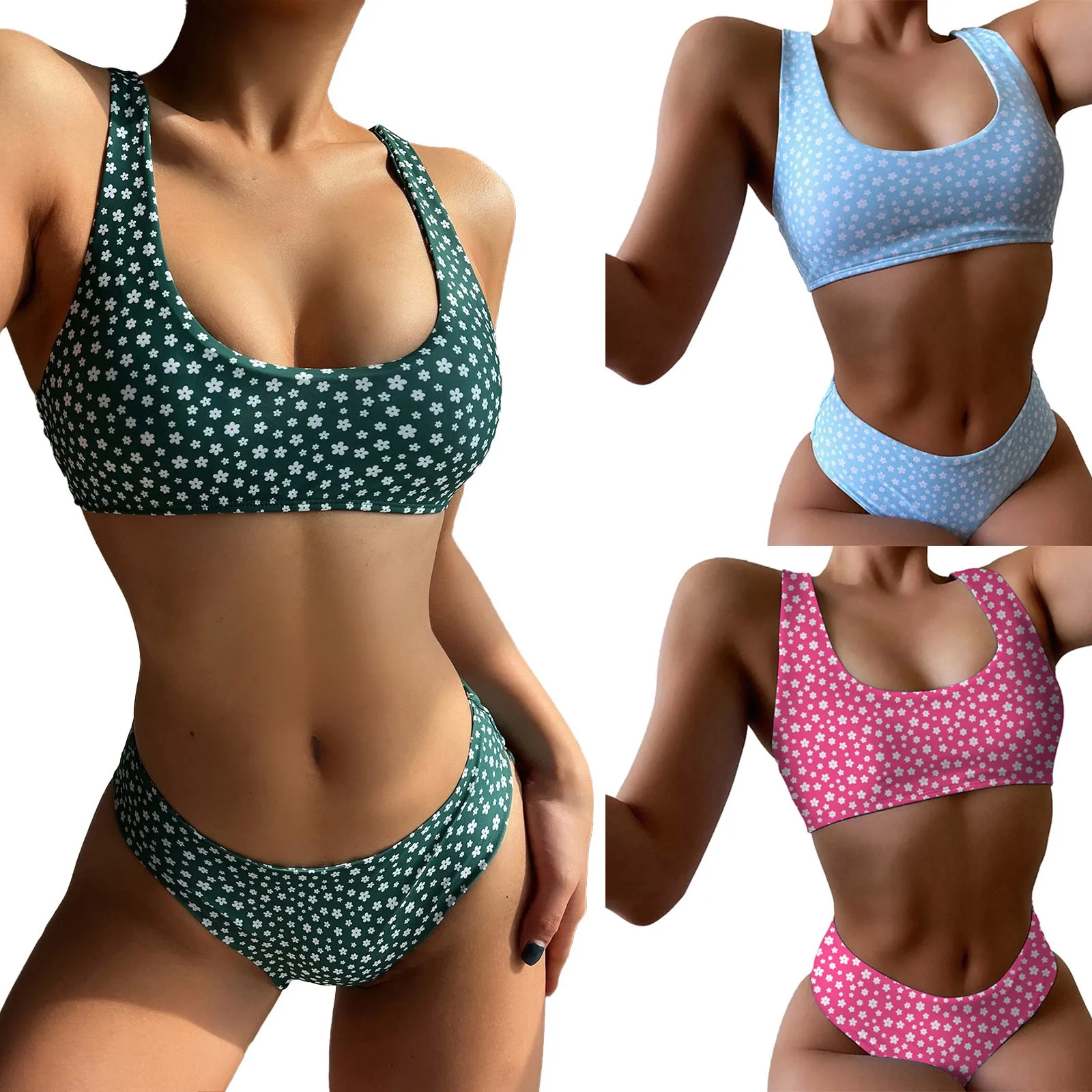 Модный женский сексуальный Быстросохнущий купальник бикини с принтом раздельный купальник из двух частей