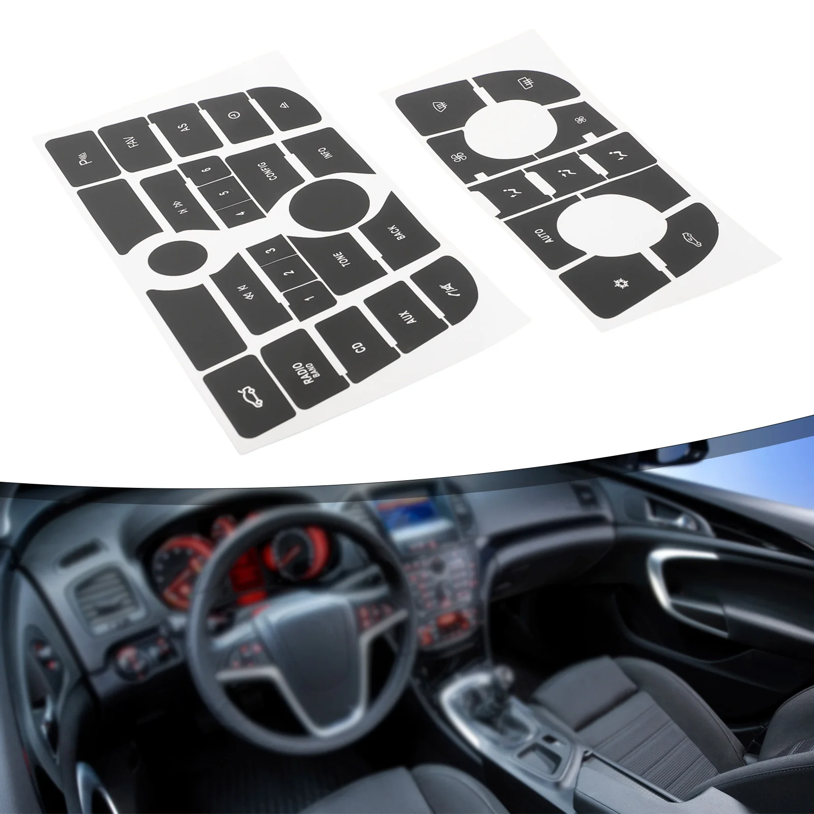 1x Car Dashboard CD Radio Audio Button Repair Stickers Set Black PVC Interior Trim Accessories For Vauxhall GTC 2009-2015(LHD)
1x Car Dashboard CD Radio Audio Button Repair Stickers Set Black PVC Interior Trim Accessories For Vauxhall GTC 2009-2015(LHD)