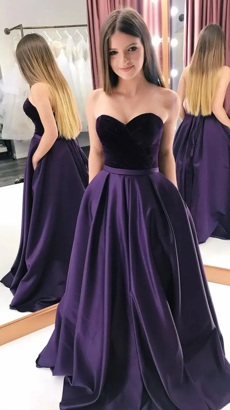 Long Purple Velvet Evening Dresses With Pockets A-Line Satin Open Back Floor Length Abendkleider Robes de Soirée for Women
Long Purple Velvet Evening Dresses With Pockets A-Line Satin Open Back Floor Length Abendkleider Robes de Soirée for Women