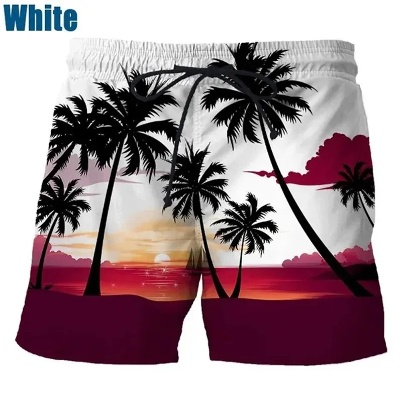 

Шорты мужские с кокосовым деревом, пляжные повседневные высокоэластичные быстросохнущие спортивные штаны, с 3D принтом, для серфинга, Гавайский пляж, лето