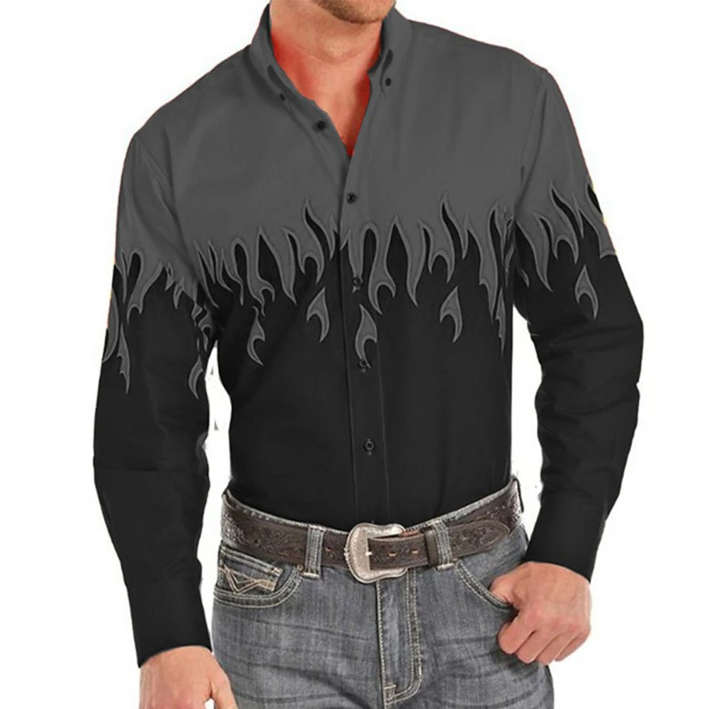 Men's Retro Flame Printed Long Sleeve Muscle Fitness Button Down Shirt Party T Dress Up Street Casual Lapel Western Male Shirt
Men's Retro Flame Printed Long Sleeve Muscle Fitness Button Down Shirt Party T Dress Up Street Casual Lapel Western Male Shirt
