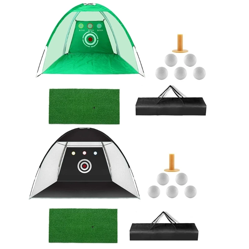 

Golf Hitting Net, Golf Net for Backyard Driving, Golf Practice Net with Hitting Mat Golf Swing Trainer Aid Golf Mat Set