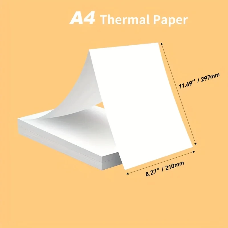 Paquete de 200 hojas de papel de impresión termosensible A4 Tamaño 21.01×29.69 El papel se desliza suavemente en centÃmetros, Fácil de rasgar en el borde, Sin residuos Paquete de 200 hojas de papel de impresión termosensible A4 Tamaño 21.01×29.69 El papel se desliza suavemente en centÃmetros, Fácil de rasgar en el borde, Sin residuos