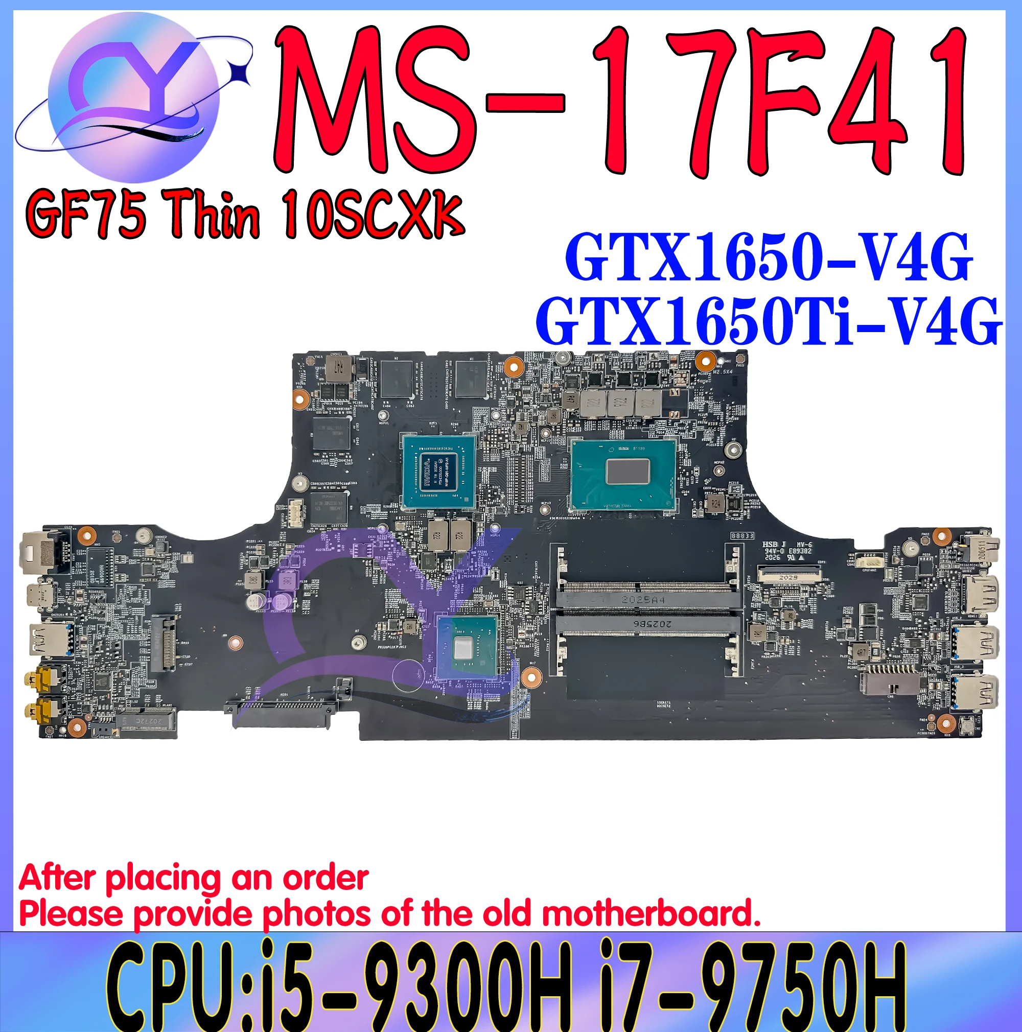 

MS-17F41 Laptop Motherboard For MSI MS-17F4 GF75 Mainboard With i5-9300H i7-9750H GTX1650/GTX1650 Ti 100% Testd Fast Shipping