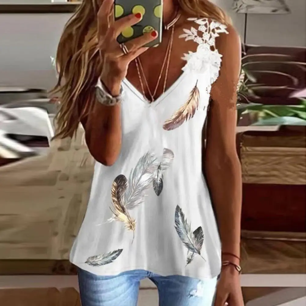 Lace Women Blouse Summer Women Vest Tops Sexy V Neck Sleeveless Tank Tops Shirts Women Vest T-shirt Printed Loose-fitting Vest
Lace Women Blouse Summer Women Vest Tops Sexy V Neck Sleeveless Tank Tops Shirts Women Vest T-shirt Printed Loose-fitting Vest