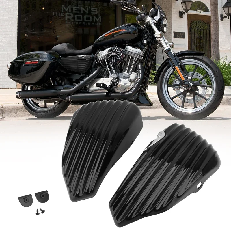

Motorcycle Stripe Side Battery Fairing Cover Black Left Right Guard Accessories For Harley Sportster XL883 XL1200 X48 2014-2022