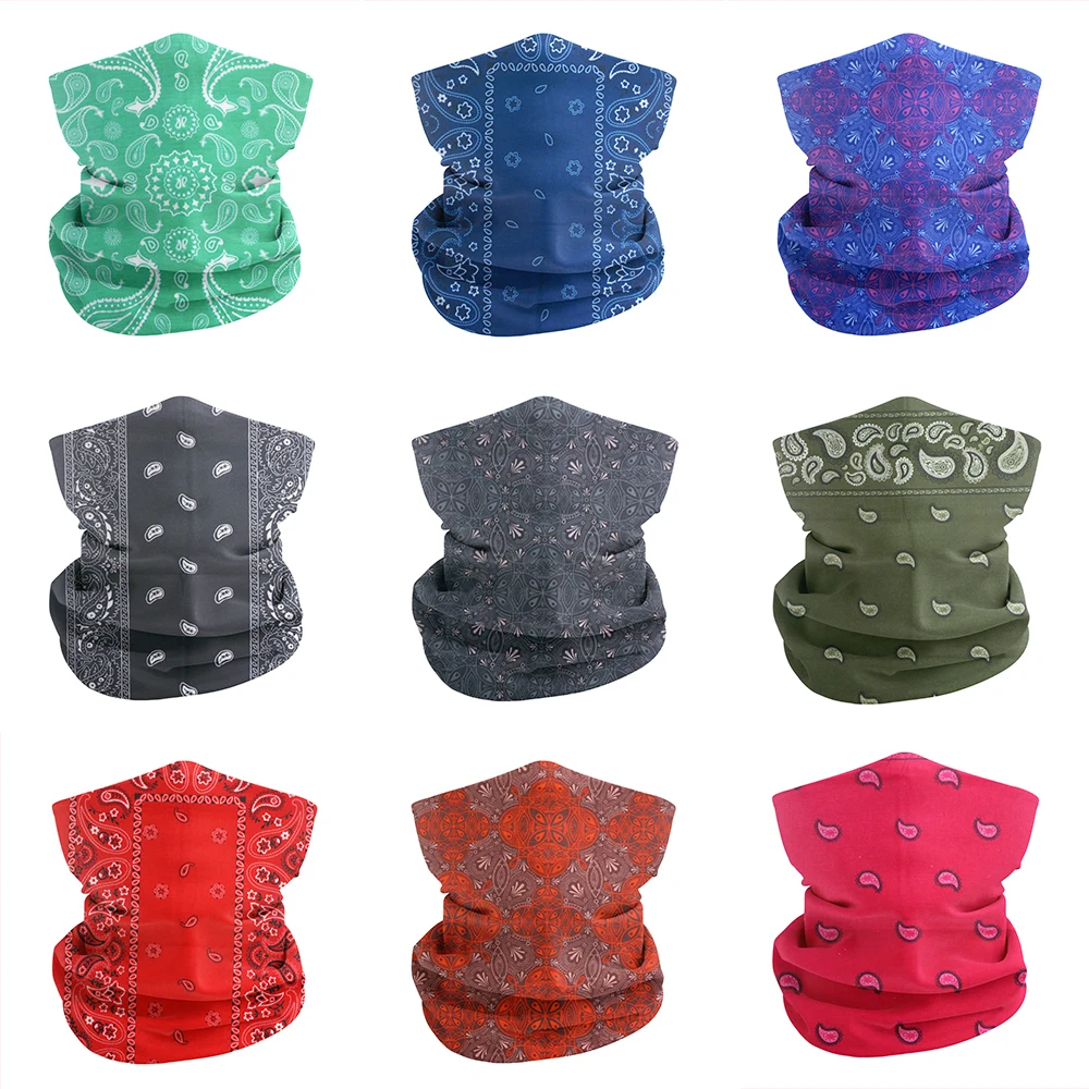 

Seamless Paisley Neck Gater Tube Men Women Dustproof Breathable Undercap Headscarf Cycling Hinking Red Bandana Black Balaclava