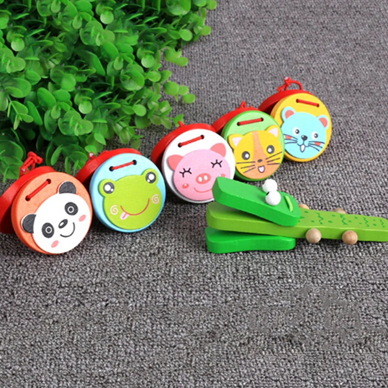 

Kids Wooden Castanets Toy Music Instruments For Baby Clapper Handle Musical Instruments Toys Educational Toys For Children New