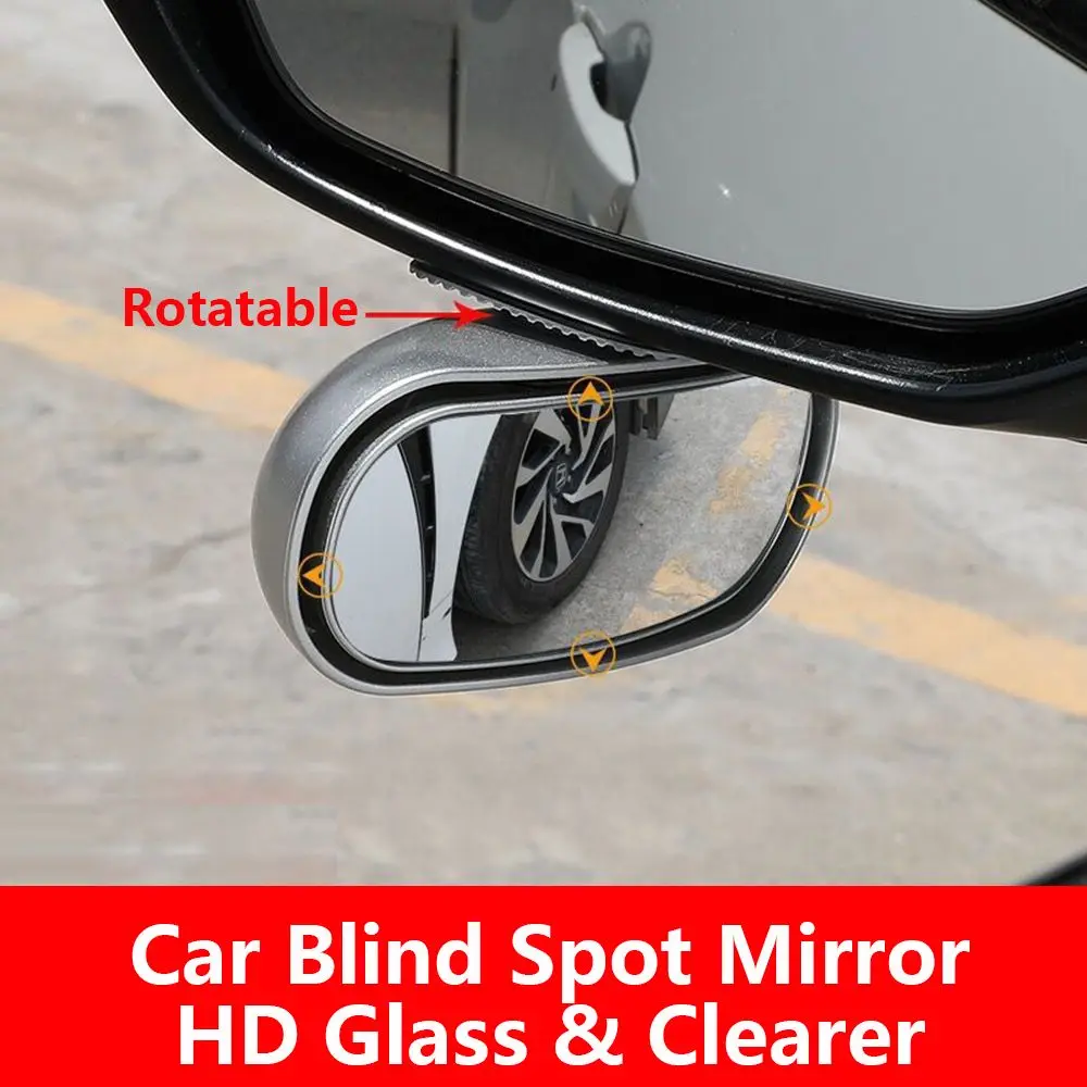 

HD Glass Rear View Mirror Stick on Car Blind Spot Mirror 360-degree Wide Angle Parking Aid mirror Adjustable Rotation