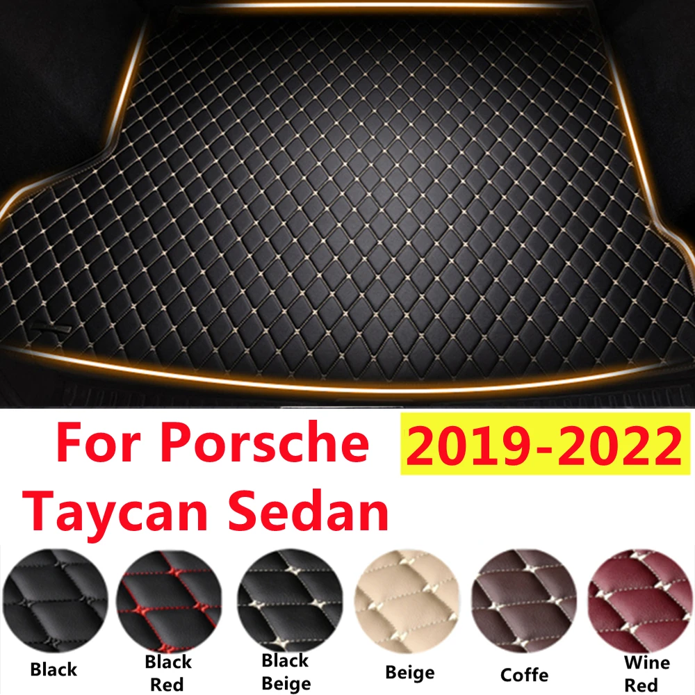 

SJ XPE Leather All Weather Custom Fit For Porsche Taycan Sedan 2022 2021 2020 2019 Car Trunk Mat Rear Cargo Liner Cover Carpet