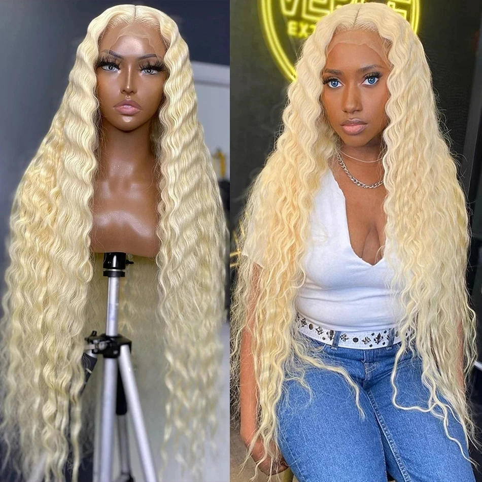 

613 Deep Wave 13x6 Lace Front Wig Human Hair 13x4 Blonde Hd Lace Front Wig 180% Density Pre Plucked Glueless Wig for Black Women