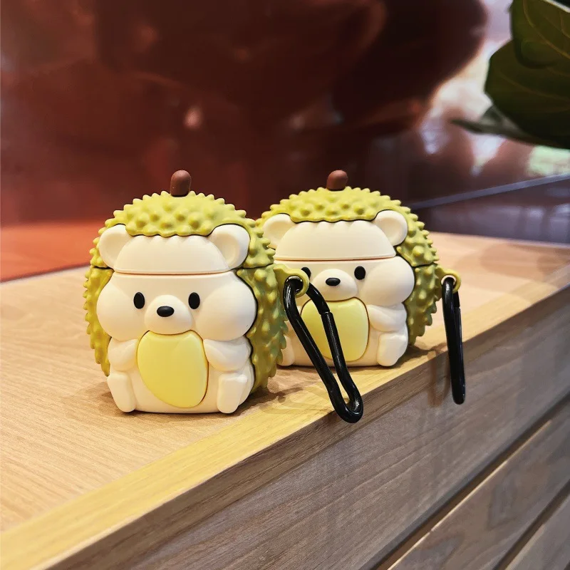 

3D Durian Cartoon Hedgehog Case for AirPods Pro2 Airpod Pro 1 2 3 Bluetooth Earbuds Charging Box Protective Earphone Case Cover