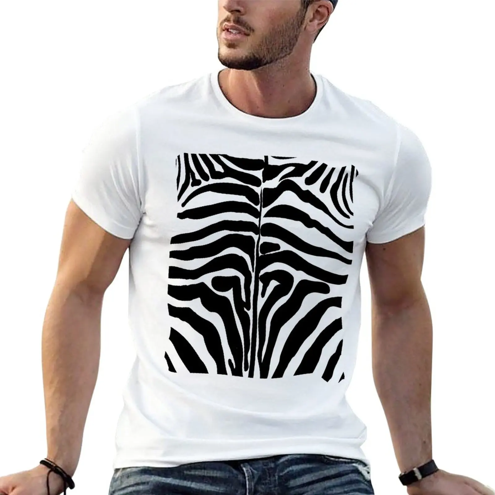 

Modern Zebra Stripes Jungle Black & White Abstract Lines Wallpaper. Trendy Minimal Futuristic design. POP ART. Neo Retro T-Shirt