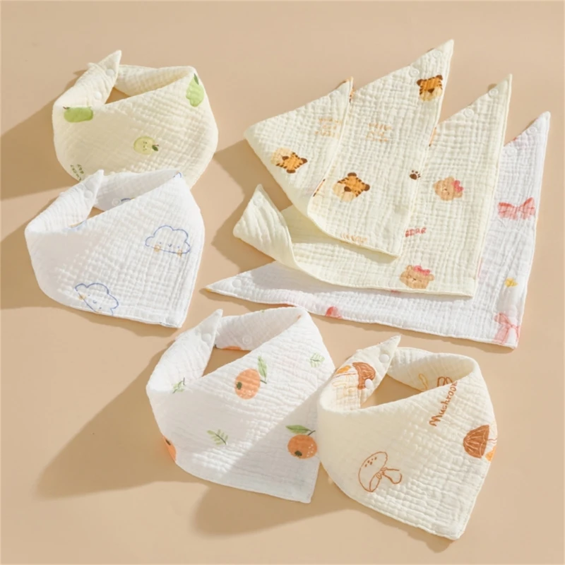 

4-Layers Baby Bibs Triangle Feeding Bibs for Infant Toddlers Newborn Bib Drooling Apron Cotton Burp Cloths Baby Supplies