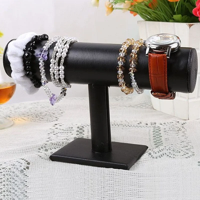 

Zwart Fluwelen Armband Ketting Horloge T-Bar Rack Sieraden Hard Display Stand Houder Sieraden Organisator Hard Display Stand