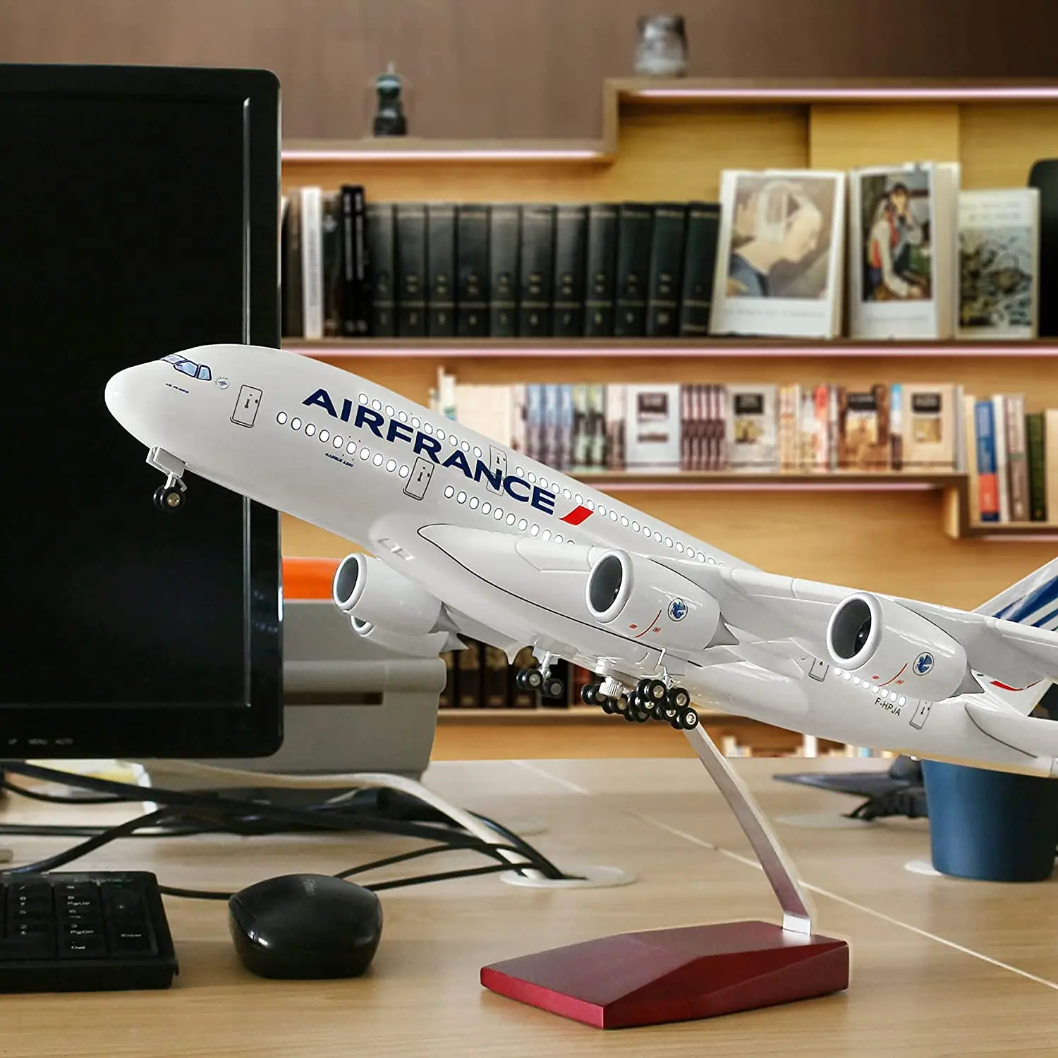 

1/160 Scale 50.5CM Airplane Airbus A380 Air France Airline Model W LED Light & Wheel Diecast Plastic Resin Plane For Collection