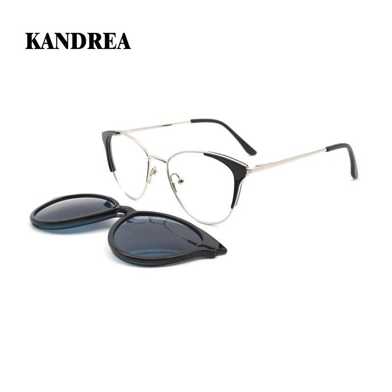 

KANDREA 2 In 1 Vintage Cateye Eyeglasses Women Polarized Sunglasses UV400 Fashion Glasses Frame Brand Designer Magnetic 69914