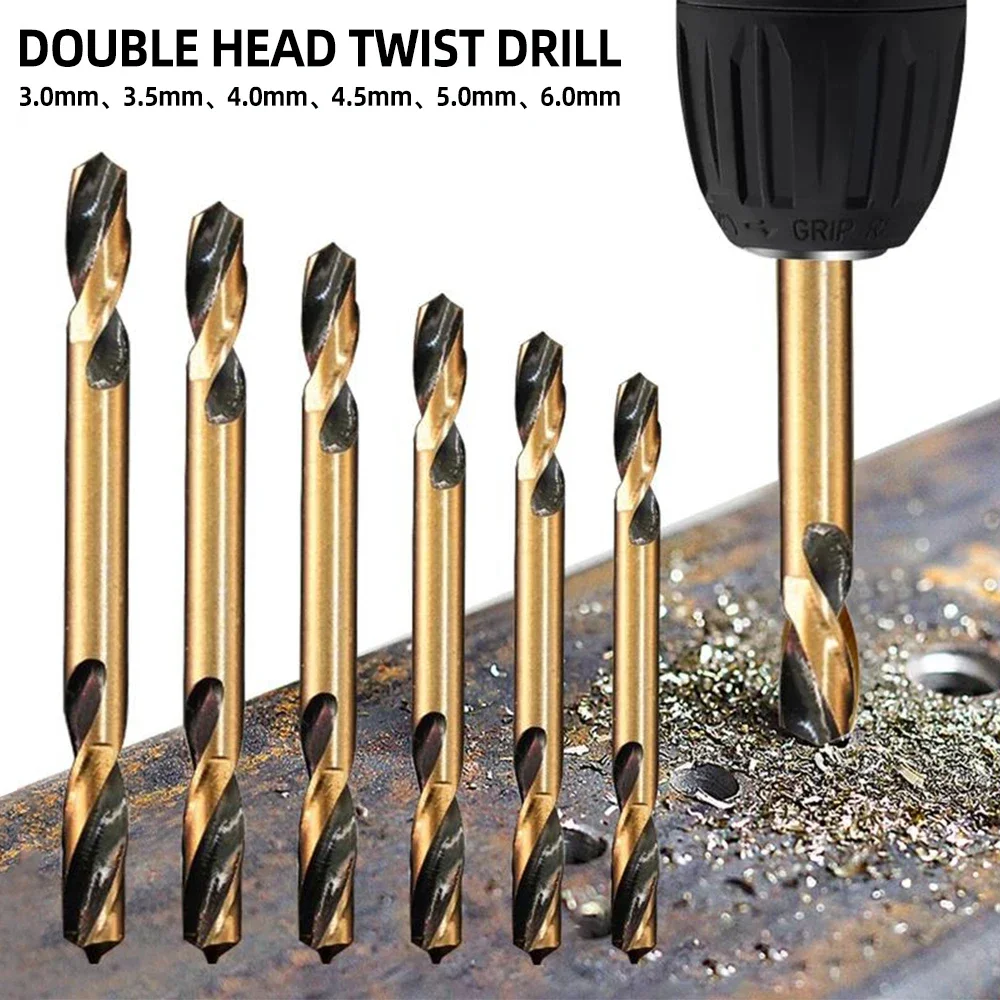

6pcs HSS Double-headed Twist Auger Drill Bit Set Double Ended Drill Bits For Metal Stainless Steel Iron Wood Drilling Power Tool